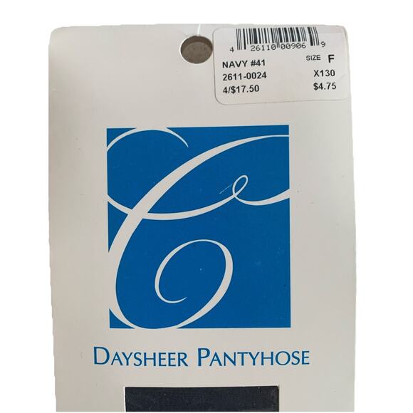 Catherines Day Sheer Hosiery Ribbed Panty Navy Blue Plus Size F (400-450lbs) - Picture 2 of 4